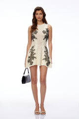Etera Ivory Knit Lace Sleeveless Mini Dress