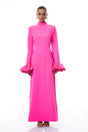 Eugenia Hot Pink Petal Cuff Maxi Dress