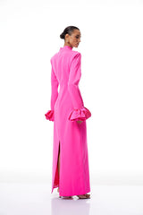 Eugenia Hot Pink Petal Cuff Maxi Dress