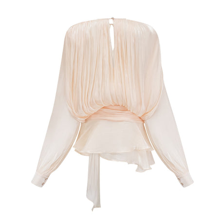 Eugénie fullypleated ruffled mini dress in Neutrals