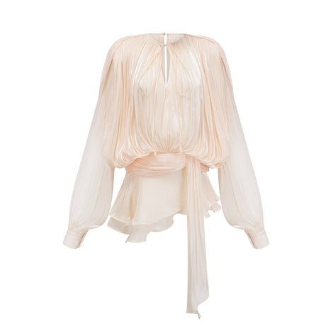 Eugénie fullypleated ruffled mini dress in Neutrals