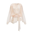 Eugenie neutral colored mini dress with full pleats and ruffles