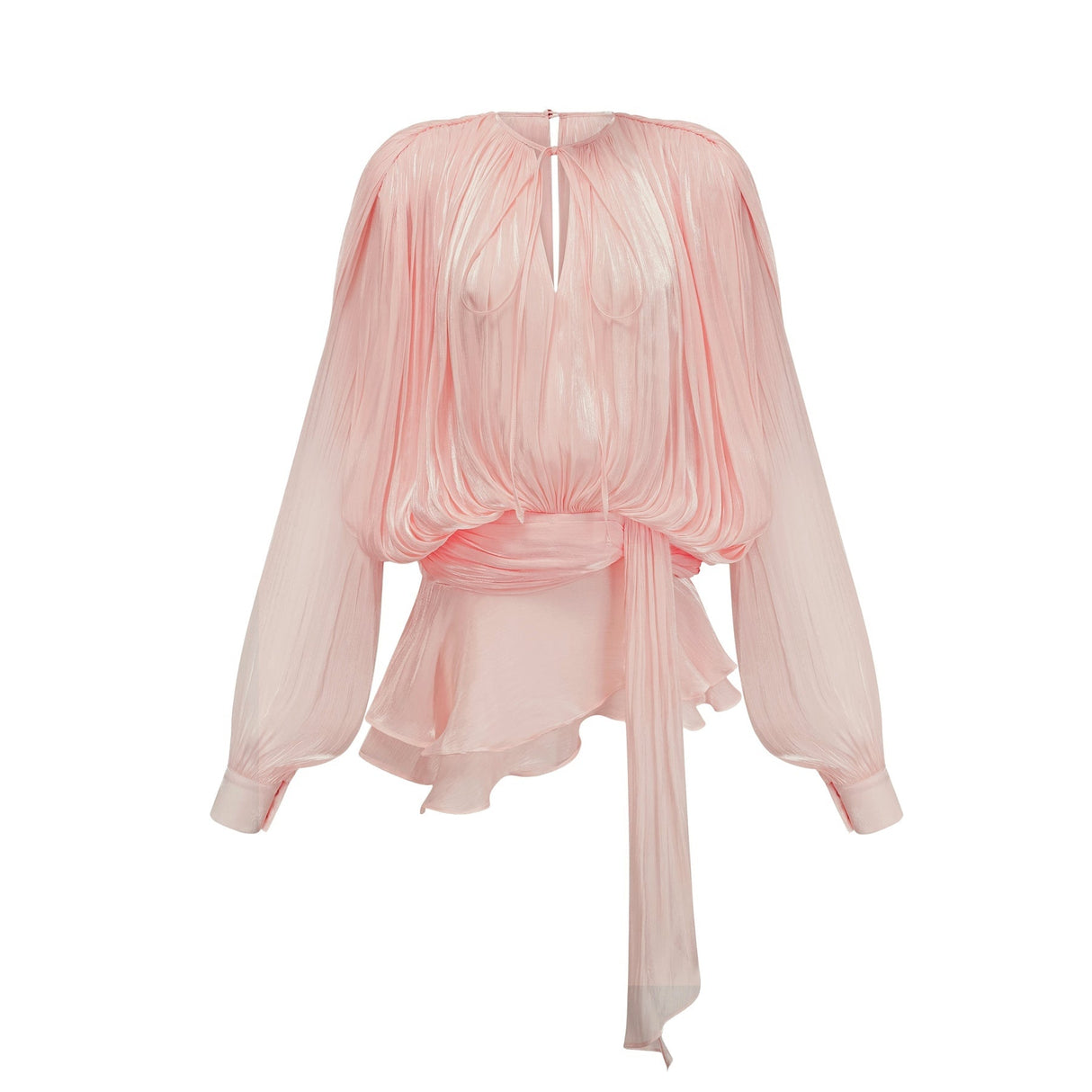 Eugenie pink mini dress with full pleats and ruffles