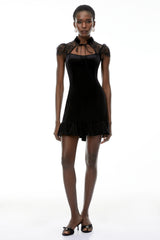 Eulalia Black CutOut Floral Lace Mini Dress