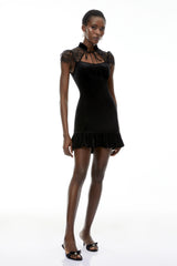 Eulalia Black CutOut Floral Lace Mini Dress