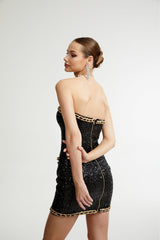 Eulalia black embellished mini dress