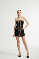 Eulalia black embellished mini dress