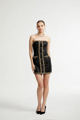 Eulalia black embellished mini dress