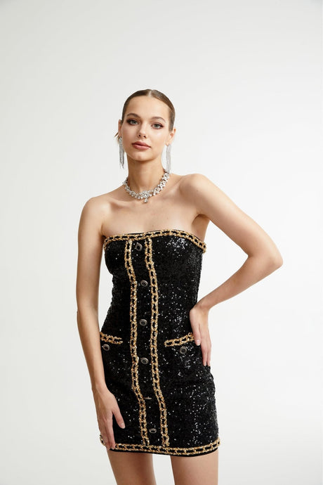 Eulalia black embellished mini dress