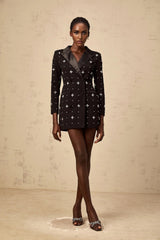 Eulalia Mini Dress Black Crystal Panelled Blazer