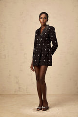 Eulalia Mini Dress Black Crystal Panelled Blazer