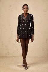 Eulalia Mini Dress Black Crystal Panelled Blazer
