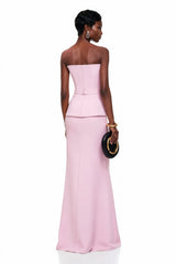 Eunice Pink Asymmetrical Mermaid Maxi Dress