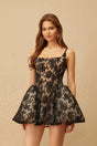 Euphemia Black Floral Lace Mini Dress