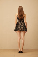 Euphemia Black Floral Lace Mini Dress