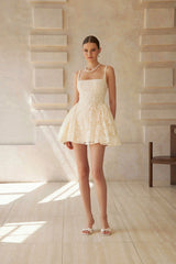Euphemia Cream White Floral Lace Mini Dress