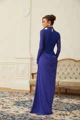 Éva Blue Draped Gathered Maxi Dress