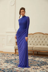 Éva Blue Draped Gathered Maxi Dress