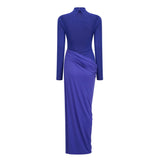 Éva Blue Draped Gathered Maxi Dress