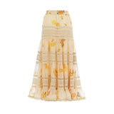 Éva yellow floralprint blouse  skirt matching set