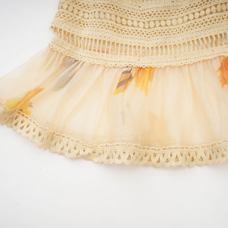 Éva yellow floralprint blouse  skirt matching set