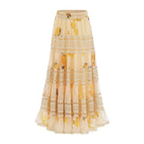 Éva yellow floralprint blouse  skirt matching set