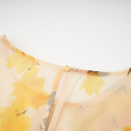 Éva yellow floralprint blouse  skirt matching set
