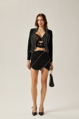 Ève crystalembellished jacket  skirt matching set in Black