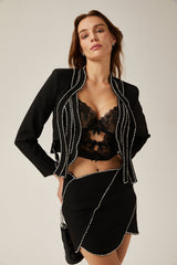 Ève crystalembellished jacket  skirt matching set in Black