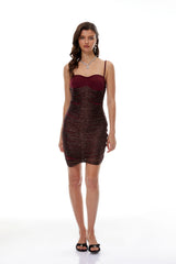 Evelina Red Fringed Design Bodycon Mini Dress