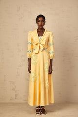 Evelyn Blouse & Dress Set with Lace Details in Yellow