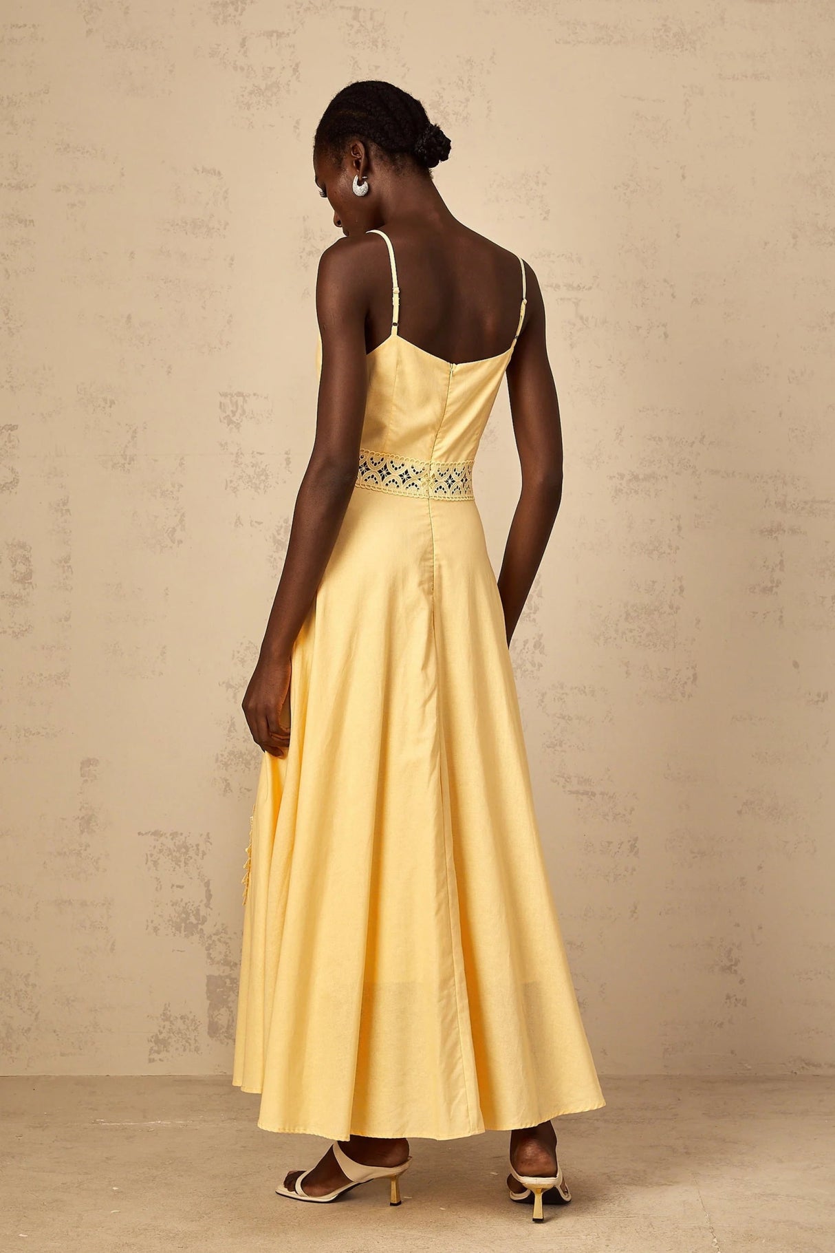 Evelyn Blouse & Dress Set with Lace Details in Yellow