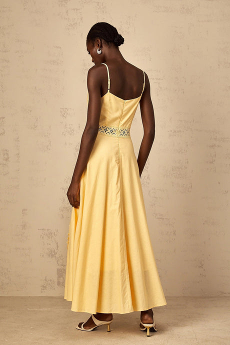 Evelyn Blouse & Dress Set with Lace Details in Yellow