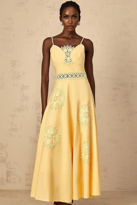 Evelyn Blouse & Dress Set with Lace Details in Yellow