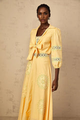 Evelyn Blouse & Dress Set with Lace Details in Yellow
