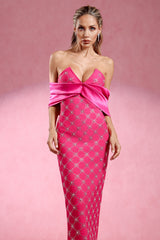 Evelyn Pink Diamond Detail Maxi Dress