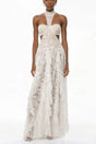 Evelyn White Halterneck Lace Maxi Dress