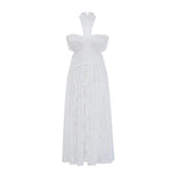 Evelyn White Halterneck Lace Maxi Dress