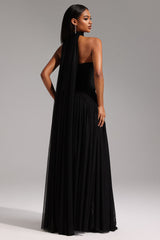 Everleigh Black Strapless Maxi Dress with Hollow-Out Detail and Side Slit for Evening Events or Special Occasions