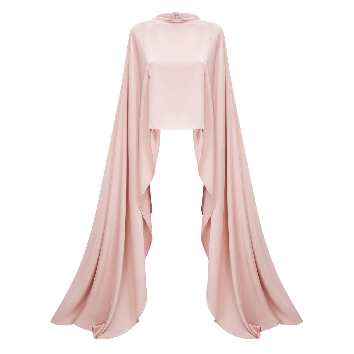 Everleigh Champagne Satin Top  Skirt Set With Cape Detail