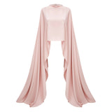 Everleigh Champagne Satin Top  Skirt Set With Cape Detail
