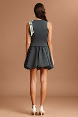 Fabiana Gray V-Neck Sleeveless Mini Dress with Bodice Detailing