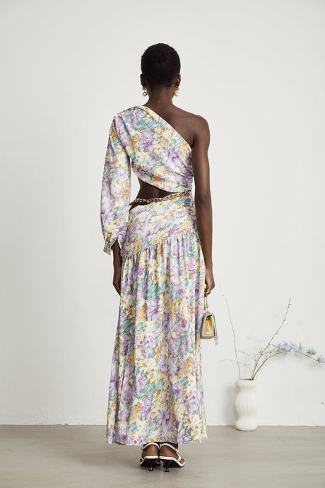Fabienne oneshoulder floralprint midi dress