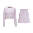 Fabienne purple sequindetail jacket  skirt matching set