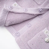 Fabienne purple sequindetail jacket  skirt matching set