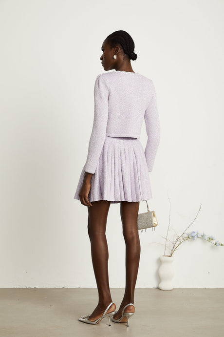 Fabienne purple sequindetail jacket  skirt matching set