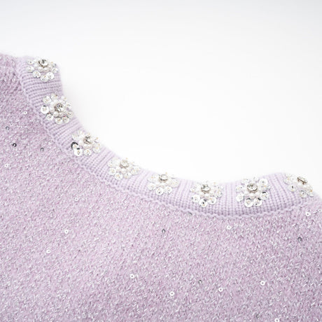 Fabienne purple sequindetail jacket  skirt matching set