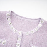 Fabienne purple sequindetail jacket  skirt matching set