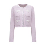 Fabienne purple sequindetail jacket  skirt matching set