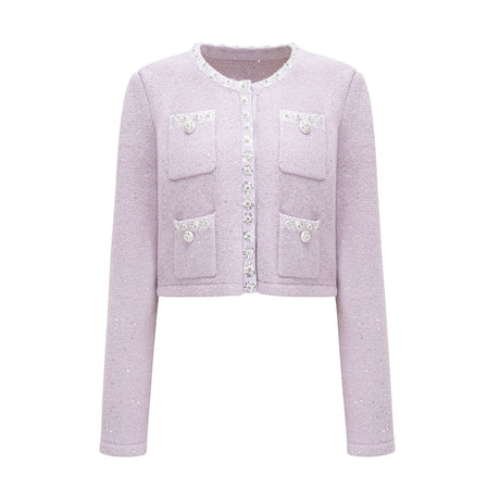 Fabienne purple sequindetail jacket  skirt matching set